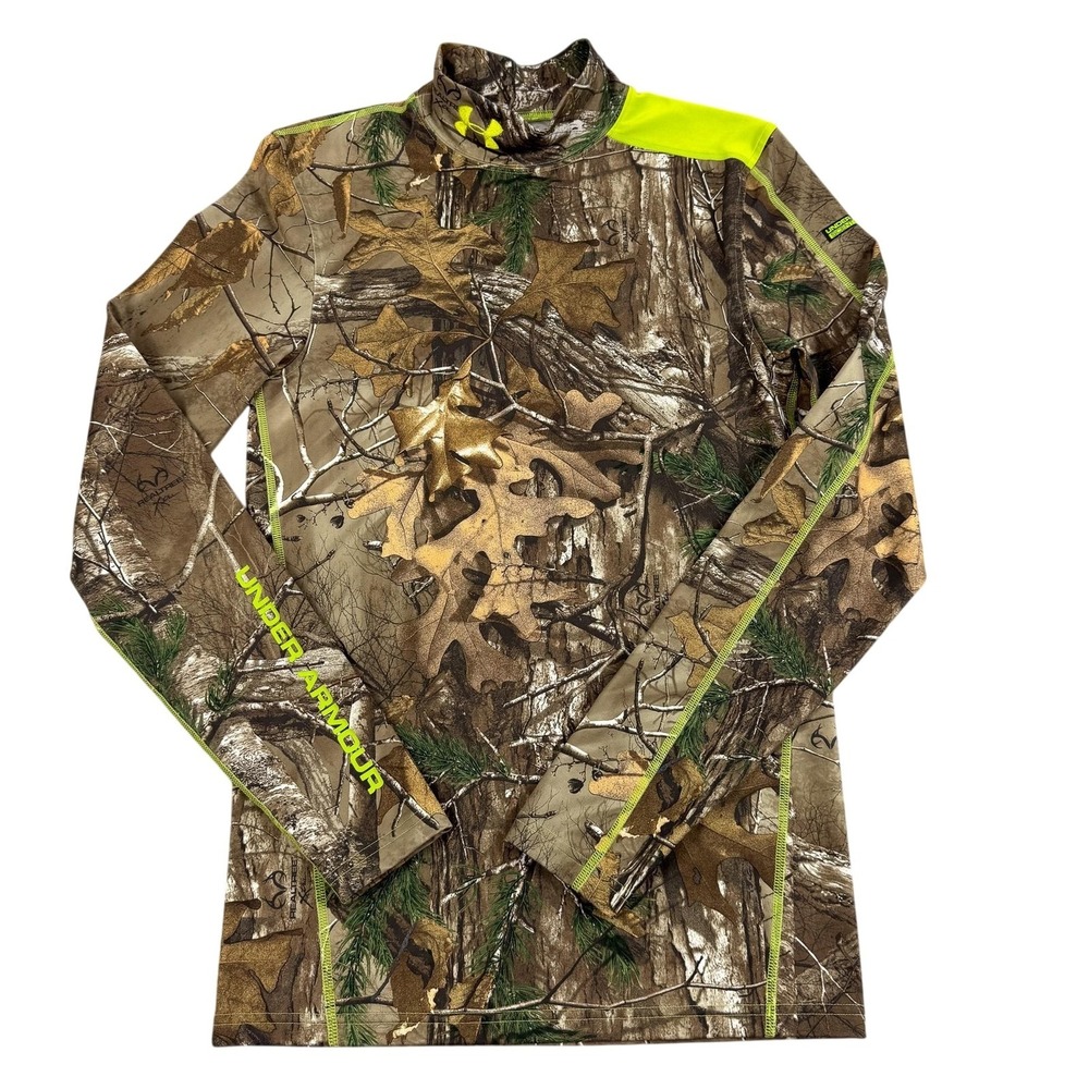 Under Armour ColdGear Shirt Mens Medium Realtree Camo Hunting Scent Control Gym